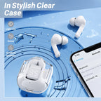 Air 31 white earbuds water resistant - light rain, sweat and splash proof with clear case and phone