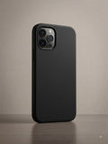 iPhone 12 Pro sky blue silicone case angled on white background showing camera cutout