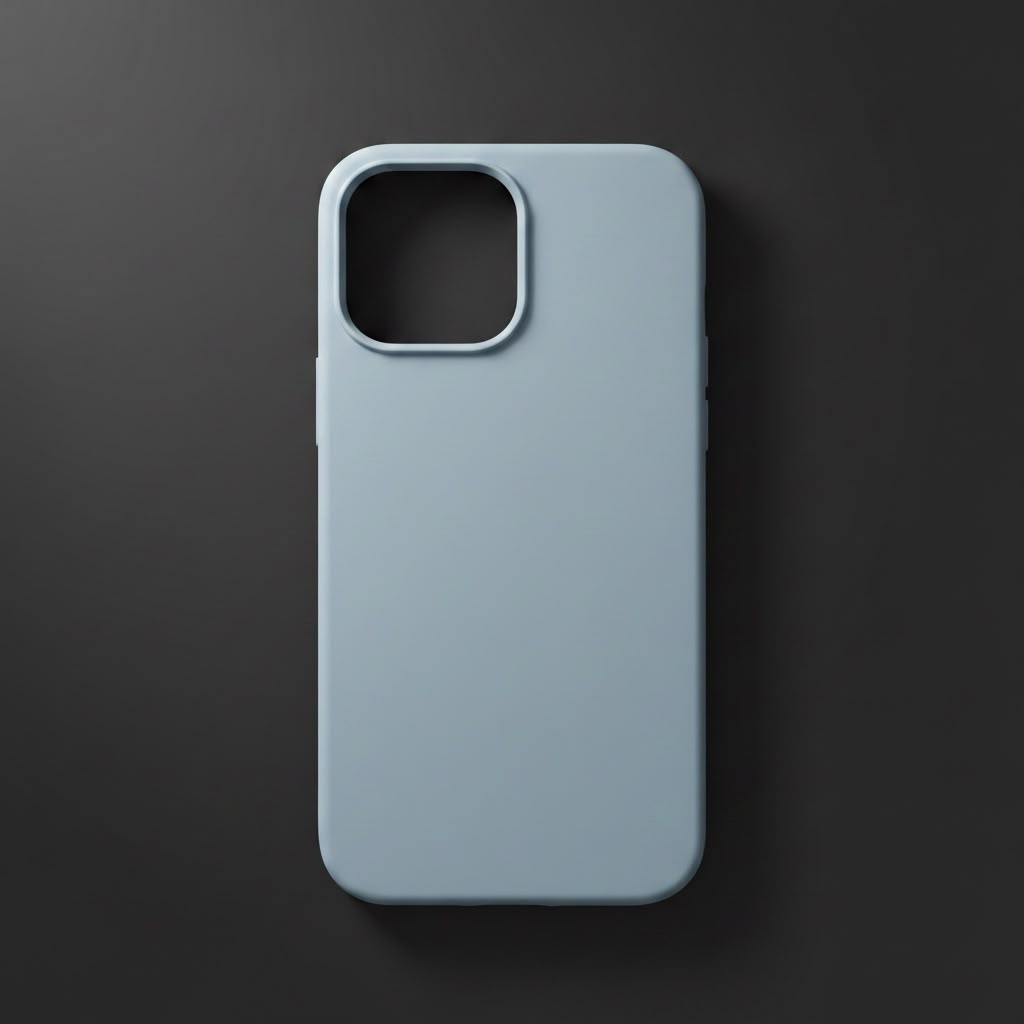 iPhone 12 Pro black silicone case lying flat on marble surface - lifestyle shot