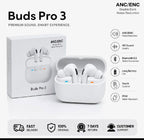 Buds Pro 3 feature infographic - ANC ENC HD Sound Bluetooth 5.3 Long Battery Touch Control IPX4 on white background