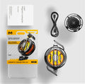 CX07 magnetic cooling fan with retail box USB cable and magnetic plate on white background - product flat lay
